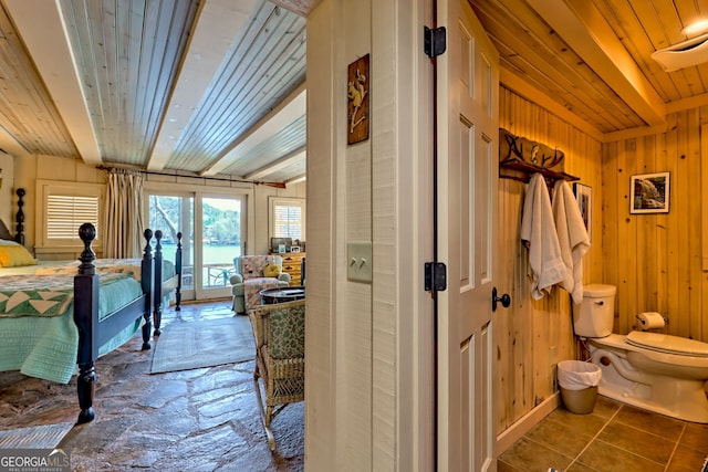 165 Pepe Rd, Clayton, GA 30525 - bedroom with wood ceiling, access to outside, and wooden walls