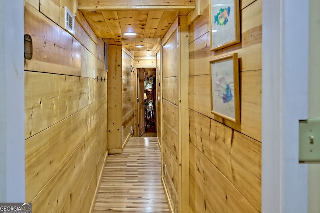165 Pepe Rd, Clayton, GA 30525 - hall featuring wooden walls, wood finished floors, and wood ceiling