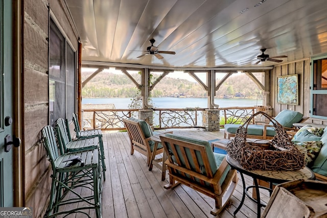 165 Pepe Rd, Clayton, GA 30525 - deck featuring a ceiling fan and a water view