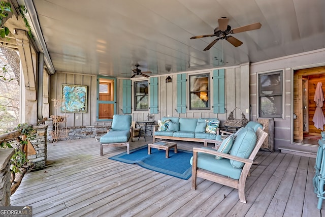 165 Pepe Rd, Clayton, GA 30525 - deck featuring a ceiling fan and outdoor lounge area