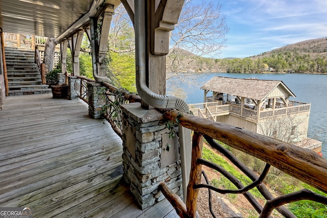 165 Pepe Rd, Clayton, GA 30525 - deck featuring a water view and stairs