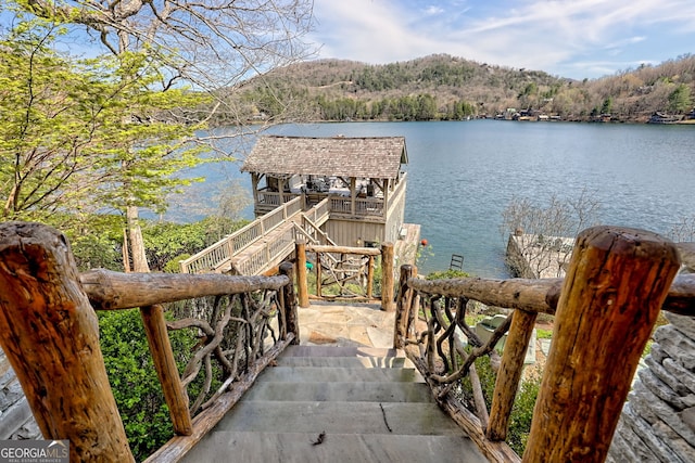 165 Pepe Rd, Clayton, GA 30525 - dock area featuring a water and mountain view and stairway