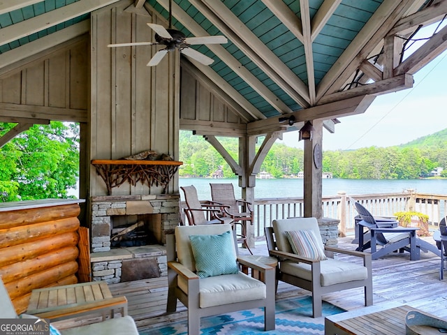 165 Pepe Rd, Clayton, GA 30525 - deck with a water view and ceiling fan