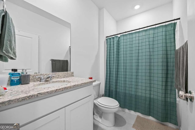 2942 Salinger Way, Gainesville, GA 30507 - bathroom with vanity, a shower with shower curtain, and tile patterned floors