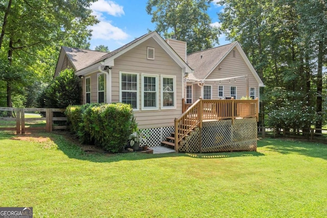 15 Miners Pt SE, Acworth, GA 30102 - rear view of property featuring a wooden deck, stairs, and a shingled roof