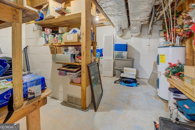 2400 White Pine Ln, Mansfield, GA 30055 - unfinished below grade area featuring water heater and concrete block wall