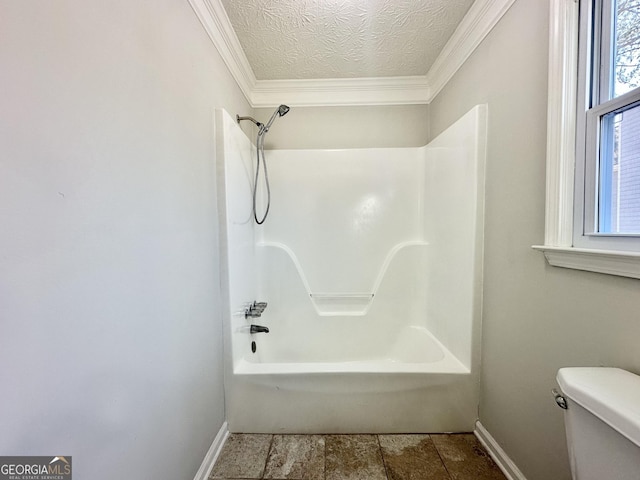4035 Winchester Way, Loganville, GA 30052 - full bathroom with crown molding, bathtub / shower combination, and a textured ceiling