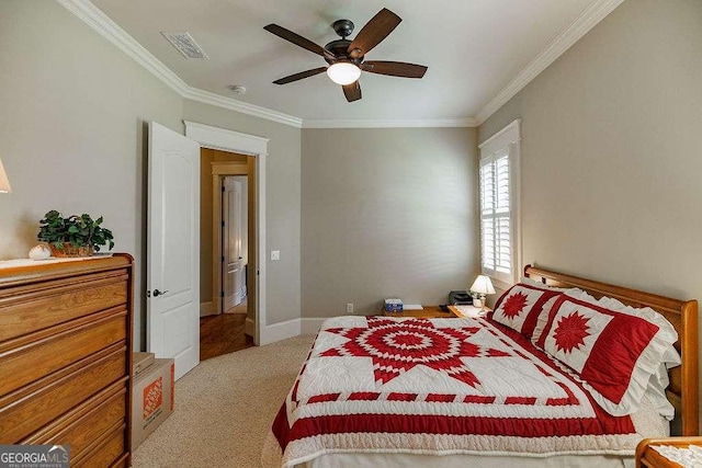 2052 Trimleston Rd, Statham, GA 30666 - carpeted bedroom featuring crown molding and ceiling fan