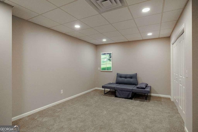 2052 Trimleston Rd, Statham, GA 30666 - sitting room with carpet floors, a drop ceiling, and recessed lighting