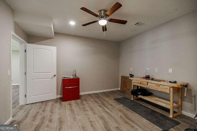 2052 Trimleston Rd, Statham, GA 30666 - misc room featuring wood finished floors, ceiling fan, and recessed lighting