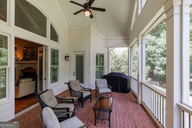 2052 Trimleston Rd, Statham, GA 30666 - sunroom featuring a ceiling fan and plenty of natural light