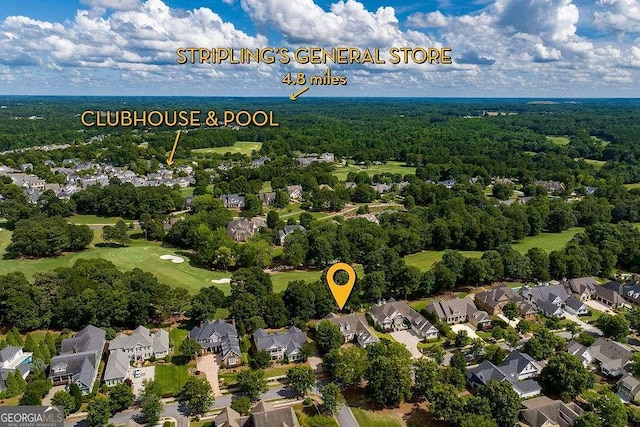 2052 Trimleston Rd, Statham, GA 30666 - aerial view of residential area with a heavily wooded area and a golf course