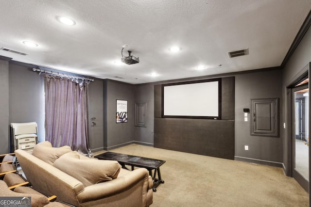 3777 Peachtree Rd NE Unit 1216, Atlanta, GA 30319 - cinema room with light colored carpet, recessed lighting, a textured ceiling, and ornamental molding