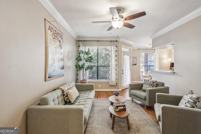 3777 Peachtree Rd NE Unit 1216, Atlanta, GA 30319 - living area with a ceiling fan, wood finished floors, and ornamental molding
