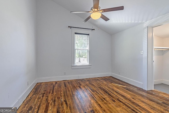 242 Hydrolia, Macon, GA 31217 - empty room featuring lofted ceiling, ceiling fan, and wood finished floors