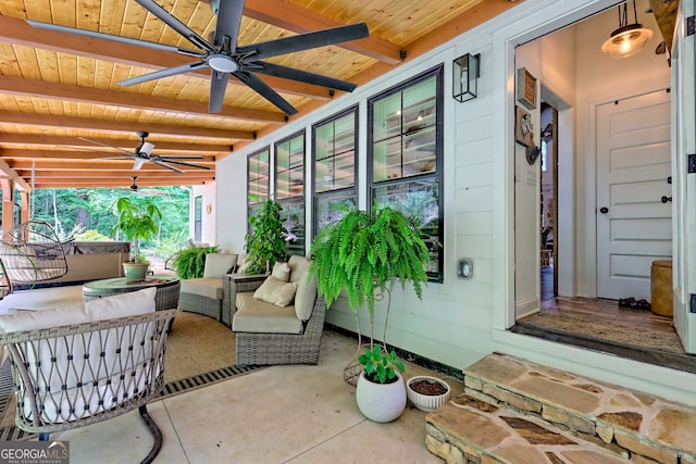 533 Ledford Rd, Dillard, GA 30537 - view of patio with ceiling fan and an outdoor living space