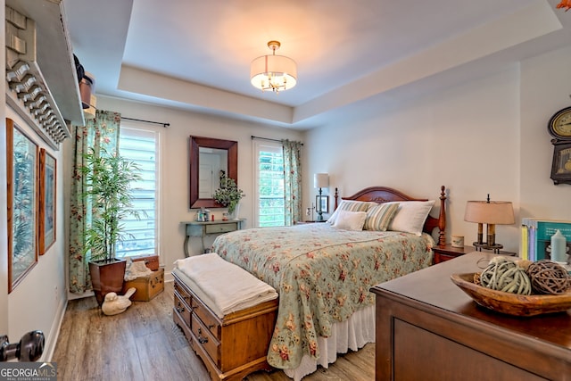 533 Ledford Rd, Dillard, GA 30537 - bedroom with a raised ceiling and wood finished floors