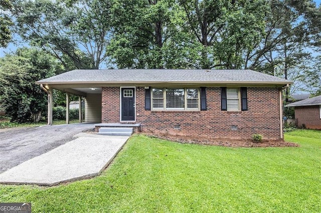1856 Austell, Marietta, GA 30060 - single story home with asphalt driveway, a front lawn, a carport, and brick siding