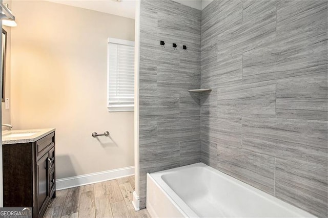 1856 Austell, Marietta, GA 30060 - bathroom with vanity, wood finished floors, and shower / bath combination