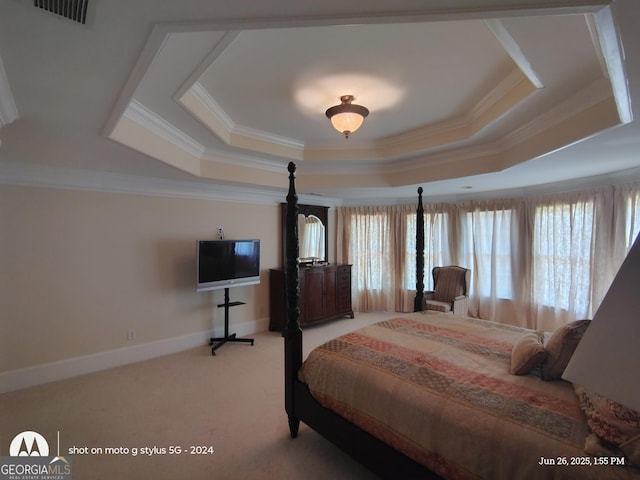 1292 Hidden Spirit Trl, Lawrenceville, GA 30045 - bedroom with a raised ceiling, crown molding, and carpet floors