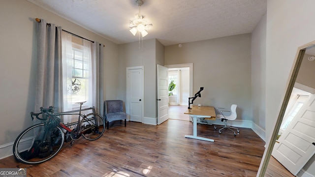 1437 18th St, Columbus, GA 31901 - office area featuring plenty of natural light, wood finished floors, and a textured ceiling