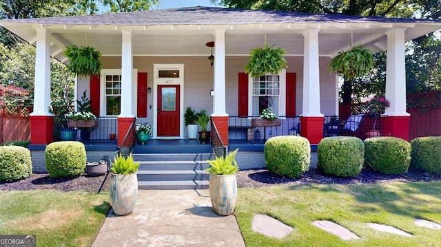 1437 18th St, Columbus, GA 31901 - view of front of property featuring covered porch and roof with shingles