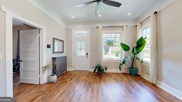 1437 18th St, Columbus, GA 31901 - entryway featuring wood finished floors, a ceiling fan, and ornamental molding