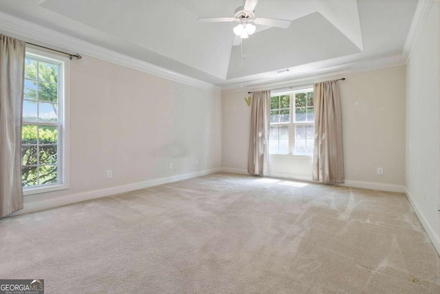 154 Ashebrooke Way, Jefferson, GA 30549 - carpeted empty room featuring a raised ceiling, plenty of natural light, ornamental molding, and ceiling fan