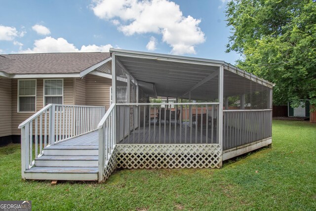 2200 3rd Ave, Opelika, AL 36801 - back of house with a shingled roof, a yard, and a deck