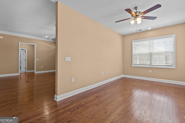 3209 Telhurst Way, Buford, GA 30519 - empty room with a ceiling fan, hardwood / wood-style floors, and crown molding