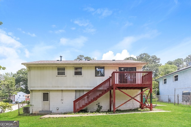 4133 Conley Cir, Conley, GA 30288 - rear view of property featuring stairway and a deck