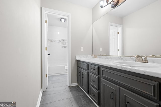 1501 Cayla Way, Statesboro, GA 30458 - full bathroom with double vanity, shower / bath combination, and tile patterned flooring