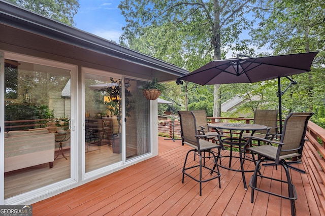 5719 High Harbor Ct, Gainesville, GA 30504 - wooden terrace with outdoor dining area