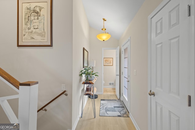 5719 High Harbor Ct, Gainesville, GA 30504 - hallway with an upstairs landing and light wood-type flooring