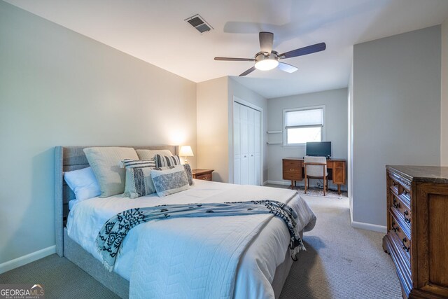 1192 Cleburne Ave NE, Atlanta, GA 30307 - bedroom with carpet floors, a closet, and ceiling fan