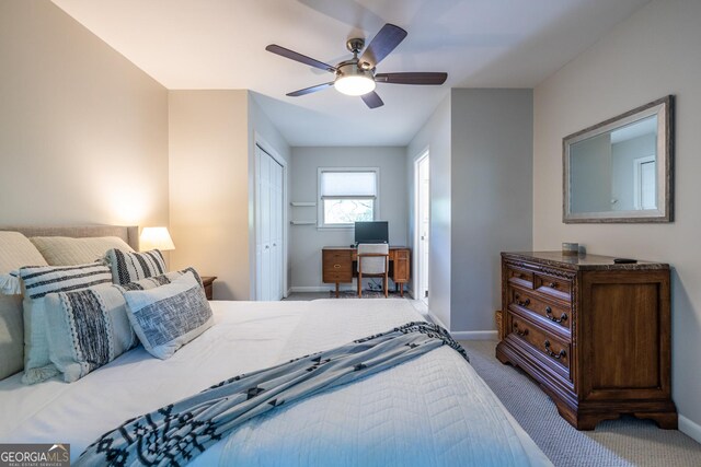 1192 Cleburne Ave NE, Atlanta, GA 30307 - bedroom with carpet, a closet, and a ceiling fan