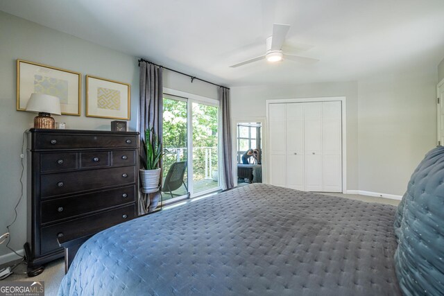 1192 Cleburne Ave NE, Atlanta, GA 30307 - bedroom featuring carpet, a closet, ceiling fan, and access to outside