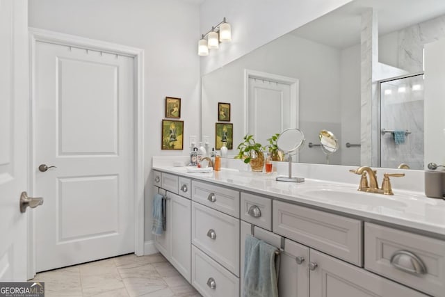 1290 Starboard Way, Greensboro, GA 30642 - full bath with marble finish floors, double vanity, and a stall shower