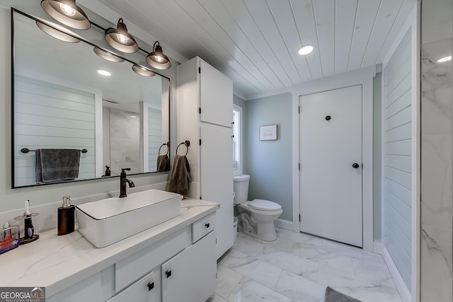 281 Jones Rd, Jefferson, GA 30549 - bathroom with vanity, recessed lighting, and marble look tile flooring