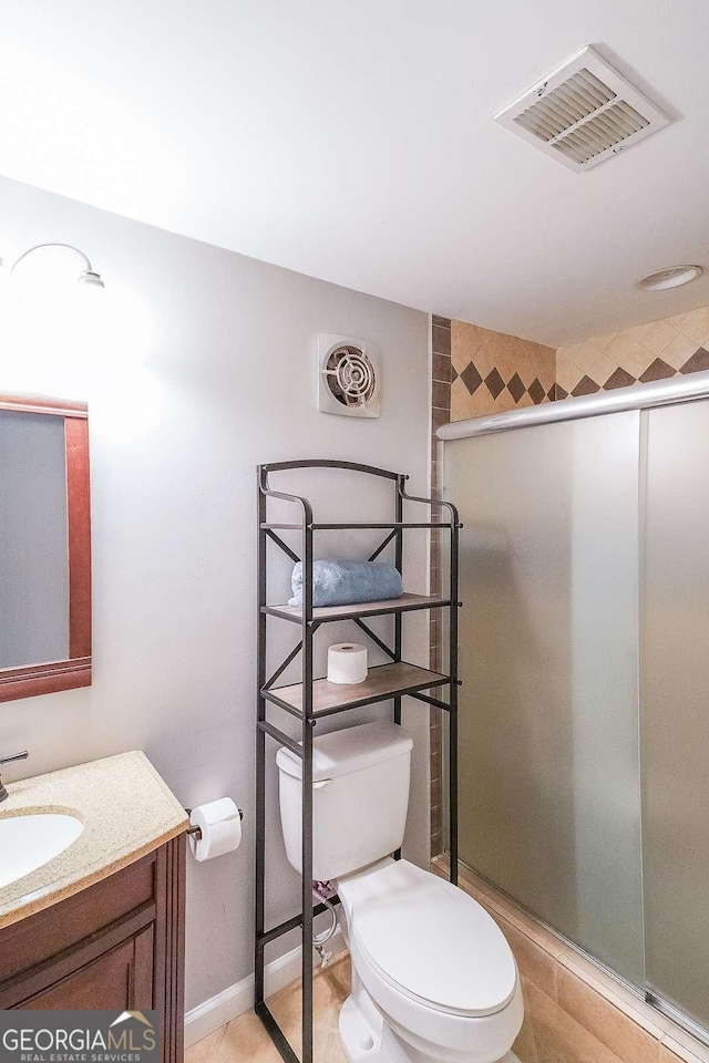 9805 Buice Rd, Alpharetta, GA 30022 - bathroom featuring vanity and a stall shower