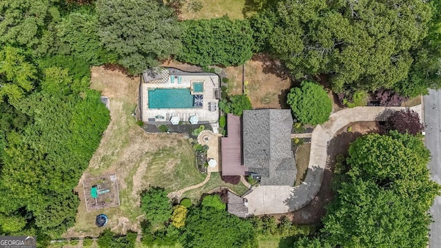 9805 Buice Rd, Alpharetta, GA 30022 - aerial view of property's location featuring a pool
