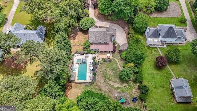 9805 Buice Rd, Alpharetta, GA 30022 - aerial view of property's location with a pool