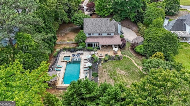 9805 Buice Rd, Alpharetta, GA 30022 - view from above of property featuring a pool area