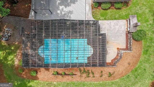 9805 Buice Rd, Alpharetta, GA 30022 - drone / aerial view of a pool area