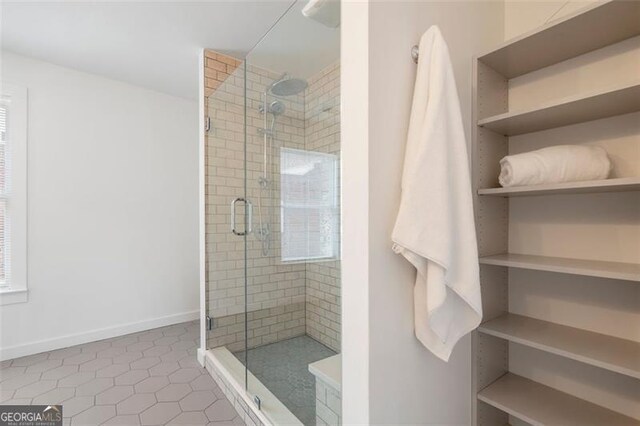 322 Peters Unit 2, Atlanta, GA 30313 - full bath with a stall shower, tile patterned floors, and plenty of natural light