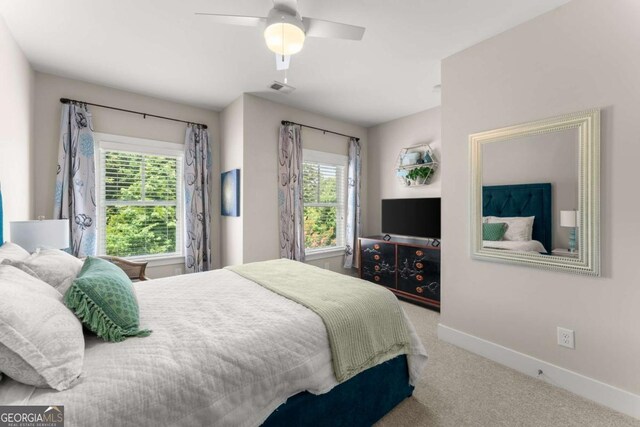 109 Bellehaven Dr, Woodstock, GA 30188 - bedroom featuring carpet flooring, multiple windows, and a ceiling fan