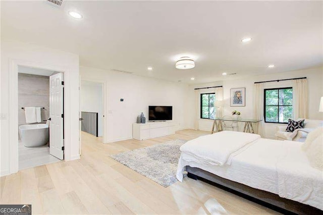 6090 River Chase Cir, Atlanta, GA 30328 - bedroom with wood finished floors, recessed lighting, and ensuite bathroom