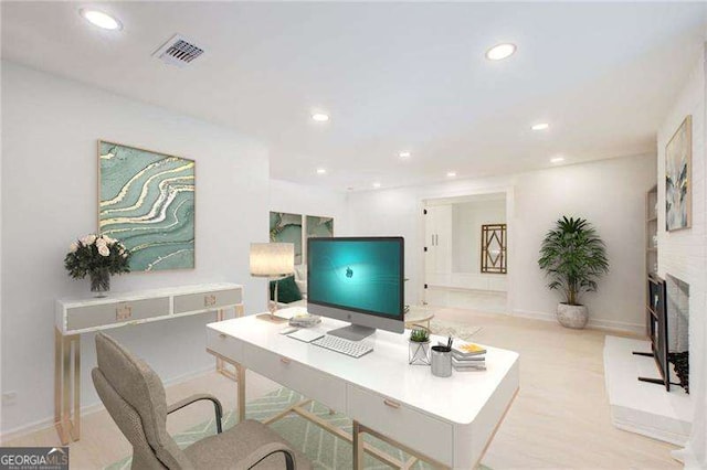 6090 River Chase Cir, Atlanta, GA 30328 - office space with a large fireplace and recessed lighting