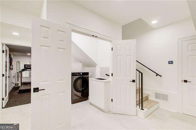 6090 River Chase Cir, Atlanta, GA 30328 - washroom featuring washer / dryer and recessed lighting