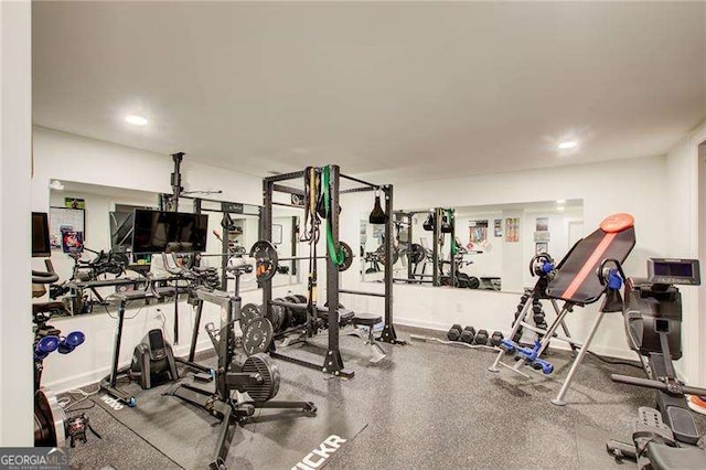 6090 River Chase Cir, Atlanta, GA 30328 - gym featuring recessed lighting